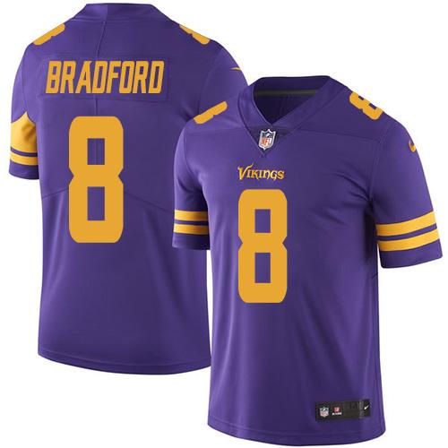 Nike Vikings #8 Sam Bradford Purple Youth Stitched NFL Limited Rush Jersey